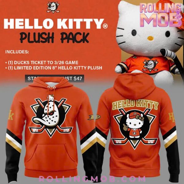 Anaheim Ducks x Hello Kitty Plush Pack Special Hoodie