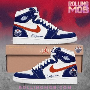 Edmonton Oilers Collab Nike Custom Name Air Jordan 1