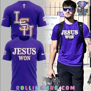 LSU Tiger Jesus Won 2025 Purple T-Shirt