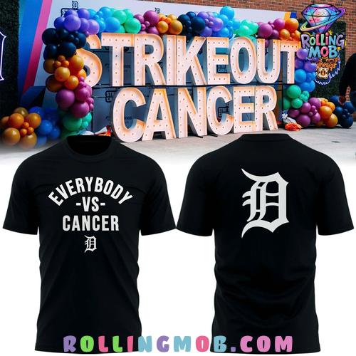 Detroit Tigers Strike Out Cancer Special Edition Black T Shirt Detroit Tigers Strike Out Cancer Special Edition Black T Shirt