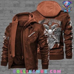 Harley-Davidson Skull Wings Leather Hooded Jacket