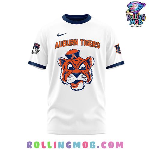 Hello Kitty x Auburn Tigers Football White T-Shirt Hello Kitty x Auburn Tigers Football White T-Shirt