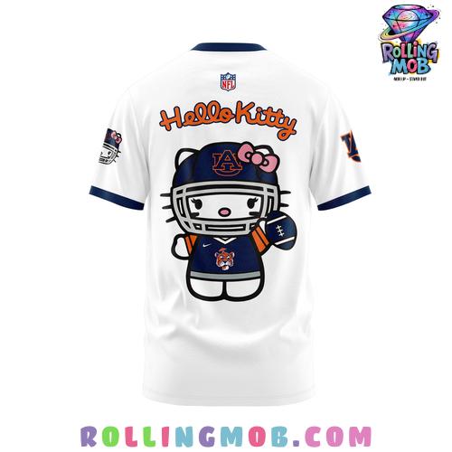 Hello Kitty x Auburn Tigers Football White T-Shirt Hello Kitty x Auburn Tigers Football White T-Shirt