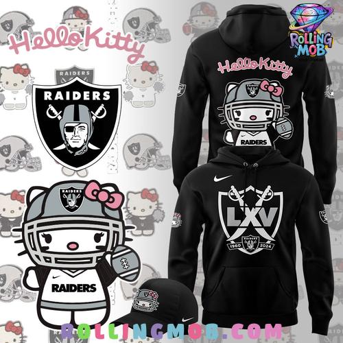 Las Vegas Raiders x Hello Kitty Black Hoodie Las Vegas Raiders x Hello Kitty Black Hoodie