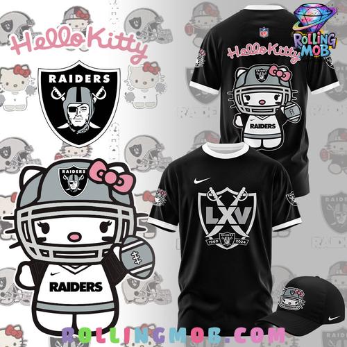 Las Vegas Raiders x Hello Kitty Black T-Shirt Las Vegas Raiders x Hello Kitty Black T-Shirt