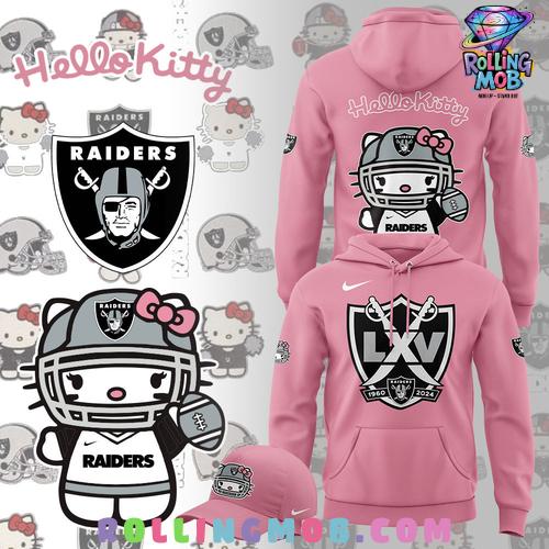 Las Vegas Raiders x Hello Kitty Pink Hoodie Las Vegas Raiders x Hello Kitty Pink Hoodie