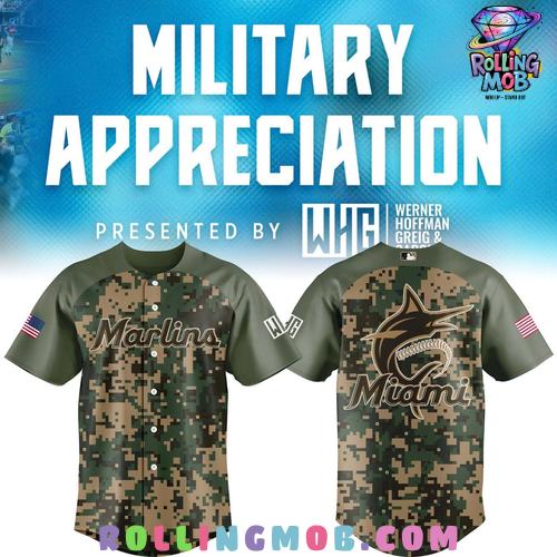 Miami Marlins Military Appreciation 2025 Baseball Jersey Miami Marlins Military Appreciation 2025 Baseball Jersey