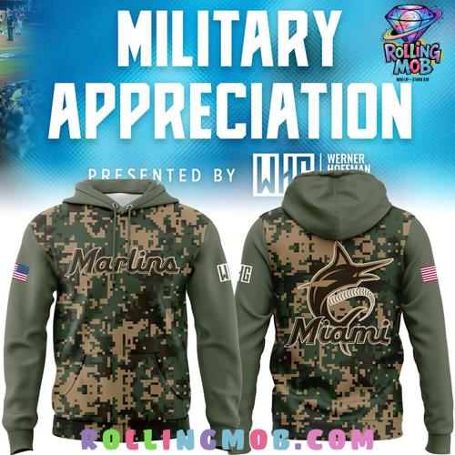 Miami Marlins Military Appreciation 2025 Hoodie Miami Marlins Military Appreciation 2025 Hoodie
