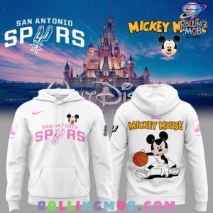 San Antonio Spurs Mickey Mouse 2025 White Hoodie 1