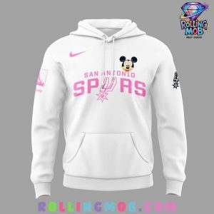 San Antonio Spurs Mickey Mouse 2025 White Hoodie 2