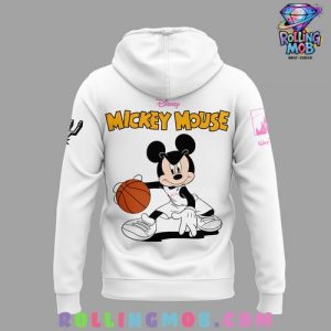 San Antonio Spurs Mickey Mouse 2025 White Hoodie 3