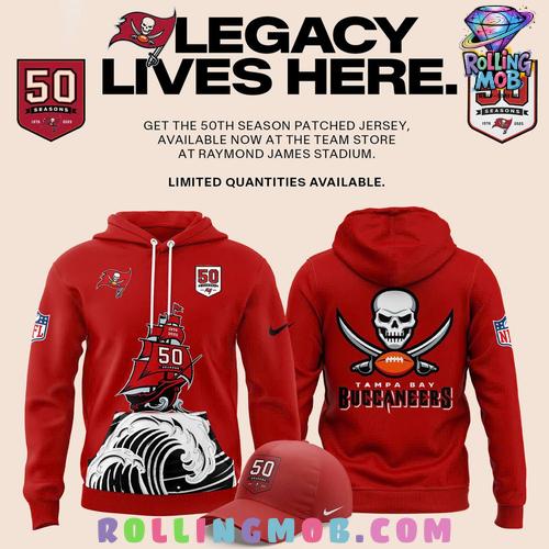Tampa Bay Buccaneers Celebrate The Legacy of 50 Seasons Red Hoodie Tampa Bay Buccaneers Celebrate The Legacy of 50 Seasons Red Hoodie