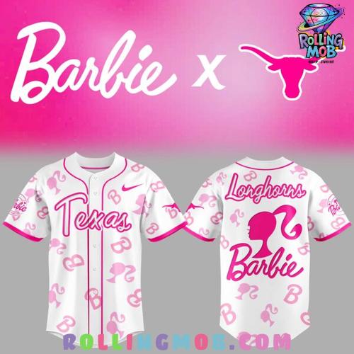 Texas Longhorns x 2025 Barbie Night Special Baseball Jersey Texas Longhorns x 2025 Barbie Night Special Baseball Jersey