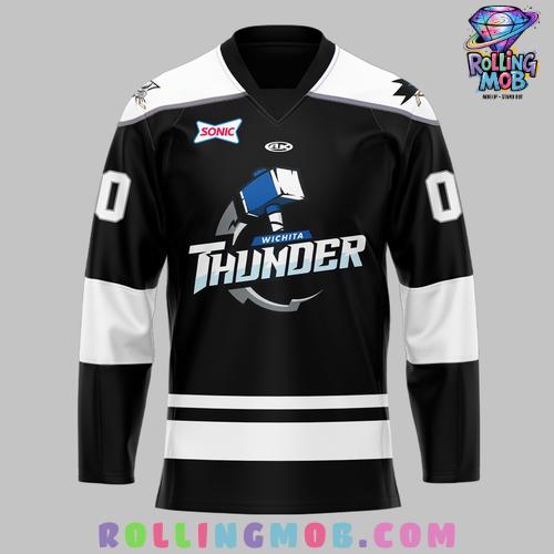 Wichita Thunder 2025 Home Opener Blackout Edition Hockey Jersey Wichita Thunder 2025 Home Opener Blackout Edition Hockey Jersey